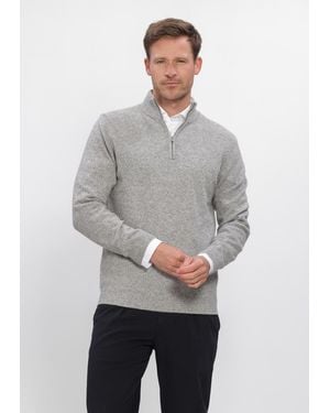 Profuomo Herren Pullover & Cardigans Pullover Half Zip 80/20 - Grau