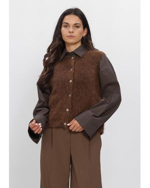 Second Female Damen Pullover & Cardigans Brook Knit Button Vest - Braun
