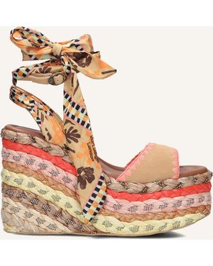 Kurt Geiger Damen Sandalen Chelsea Scarf Wedge - Pink