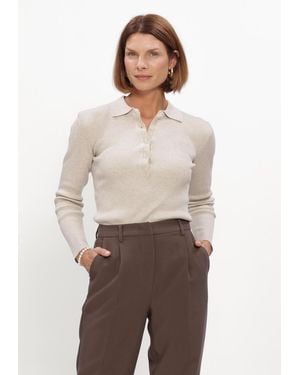 Bruuns Bazaar Damen Pullover & Cardigans Anemonebbvalea Knit Polo - Natur