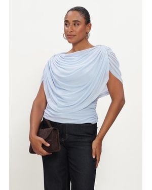 Neo Noir Damen Tops & T-Shirts Cottuna Drapy Mesh Top - Weiß