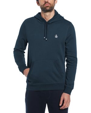 Original Penguin Sticker Pete Pullover Fleece Hoodie In Blue Wing Teal
