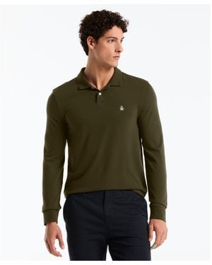 Original Penguin Pique Long Sleeve Polo In Dusty Olive - Green