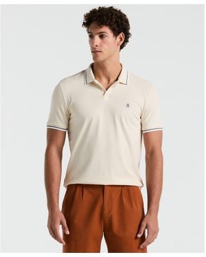 Original Penguin Pique Sticker Pete Tipped Polo Shirt In Birch - White