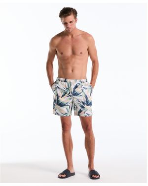 Original Penguin Succulent Print Swim Shorts In Bright White - Blue