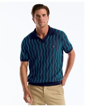 Original Penguin Icons Wavy Johnny Collar Jumper Polo In Dark Sapphire - Blue