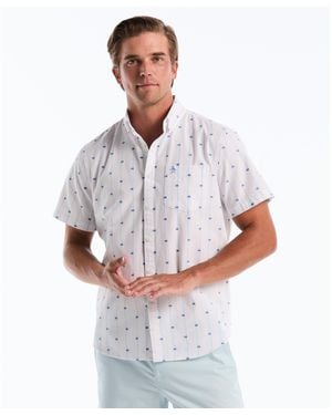 Original Penguin Cube Stripe Short Sleeve Shirt In Bright White