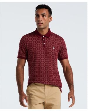 Original Penguin Geometric Jacquard Polo Shirt In Cabernet - Red