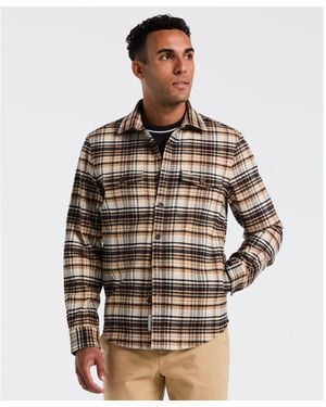 Original Penguin Plaid Flannel Shacket In Birch - Brown