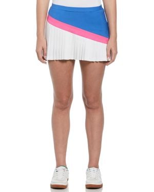 Original Penguin Women's Asymmetrical Colour Block Pleated Tennis Skort In Nebulas Blue