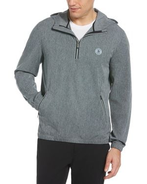 Original Penguin Quarter Zip Hooded Golf Windshirt - Grey