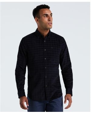 Original Penguin Corduroy Check Shirt In Dark Sapphire - Black