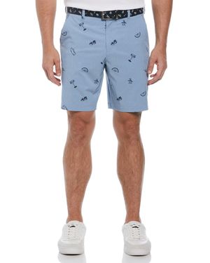 Original Penguin Cocktail Print Cargo Shorts In Black Iris - Blue