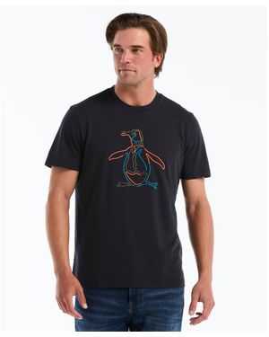 Original Penguin Puff Logo Graphic T-shirt In Dark Sapphire - Black