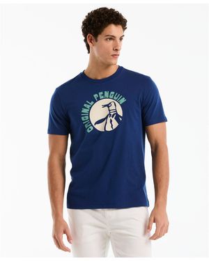 Original Penguin Logo Pete Graphic T-shirt In Blue Depths