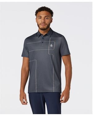 Original Penguin Snow Tracks Print Golf Polo In Black Iris - Blue