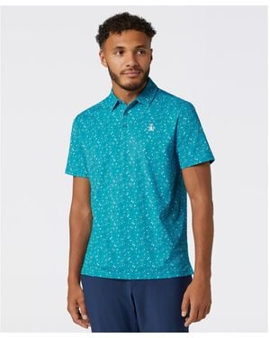 Original Penguin Sake-tini Print Golf Polo In Caribbean Sea - Blue