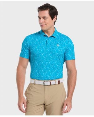Original Penguin Sake-tini Print Golf Polo In Caribbean Sea - Blue