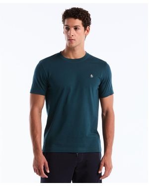 Original Penguin Pin Point Embroidered Logo T-shirt In Reflecting Pond - Blue