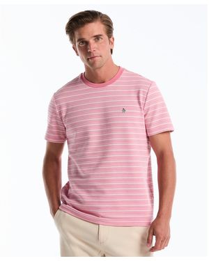 Original Penguin Jacquard Ottoman Mini Stripe T-shirt In Chateau Rose - Pink