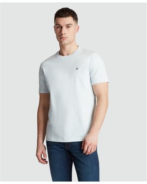 Original Penguin Sticker Pete Organic Cotton T-shirt In Ballad Blue - Grey