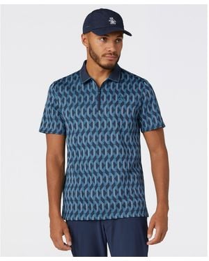Original Penguin Heritage Jacquard Colour Block Golf Polo In Black Iris - Blue
