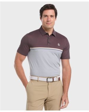 Original Penguin Colour Block P Print Golf Polo In Asphalt - Grey