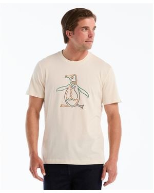 Original Penguin Puff Logo Graphic T-shirt In Birch - White
