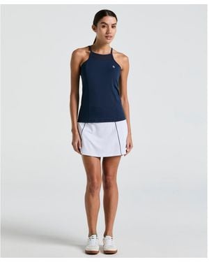 Original Penguin Women's Colour Block Flounce Tennis Skort In Bright White - Blue