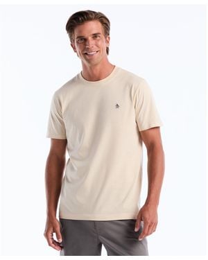 Original Penguin Pin Point Embroidered Logo T-shirt In Birch - Natural