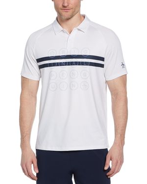 Original Penguin Colour Block Logo Performance Tennis Polo Shirt In Bright White