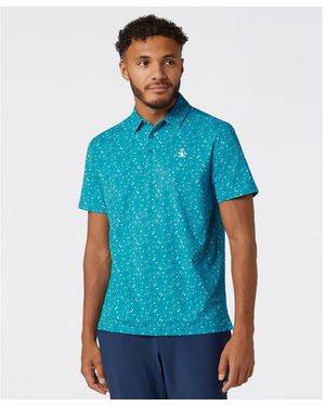 Original Penguin Sake-tini Print Golf Polo In Caribbean Sea - Blue