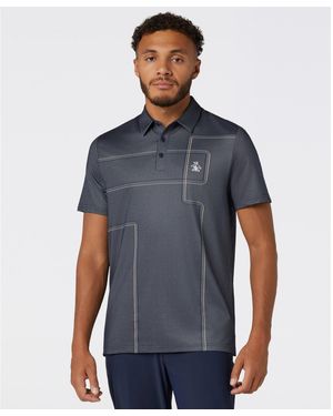 Original Penguin Snow Tracks Print Golf Polo In Black Iris - Blue