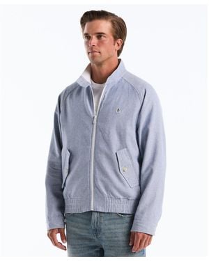 Original Penguin Herringbone Stripe Harrington Jacket In Sargasso Sea - Blue