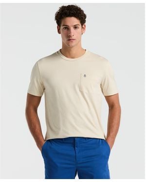 Original Penguin Supima Sticker Pete Pocket T-shirt In Birch - White