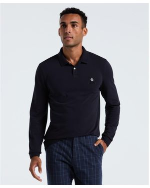 Original Penguin Pique Long Sleeve Polo In Dark Sapphire - Blue