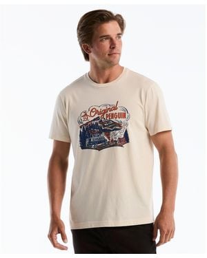 Original Penguin Lakeside Graphic T-shirt In Birch - White