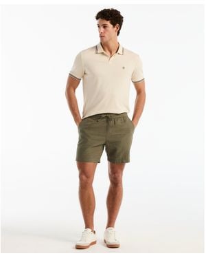 Original Penguin 6" Linen Cotton Shorts In Dusty Olive - Green