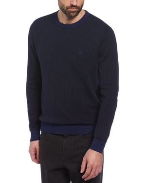 Original Penguin Tonal Jacquard Jumper In Medieval Blue