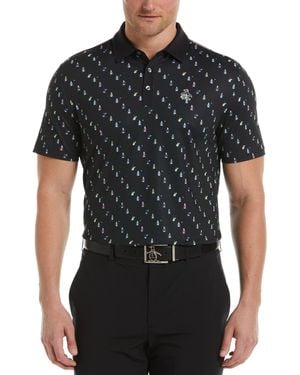 Original Penguin Swinging Pete Novelty Print Golf Polo Shirt - Black
