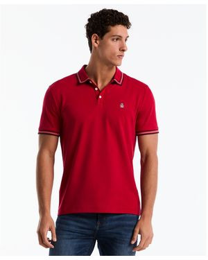 Original Penguin Interlock Dashed Collar Polo Shirt In Red