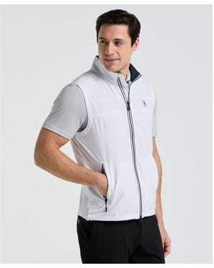 Original Penguin Heritage Lightweight Packable Golf Gilet In Bright White - Grey