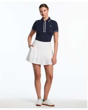 Original Penguin Women's Pleated 17" Golf Skort In Bright White - Blue