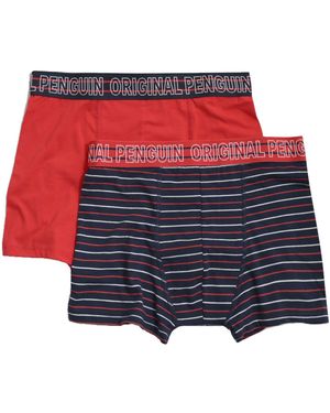 Original Penguin 2 Pack Boxers In Navy - Red