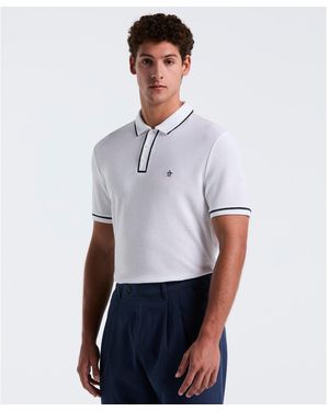 Original Penguin Icons Bentley Mesh Polo Shirt In Bright White