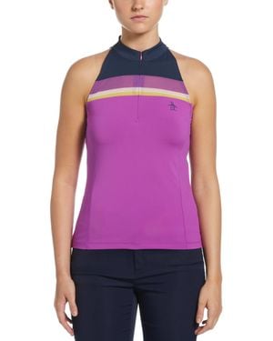 Original Penguin Women's Colour Block Halter Tennis Top In Purple Cactus Flower