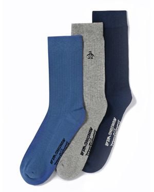 Original Penguin 3 Pack Terry Socks In Grey - Blue