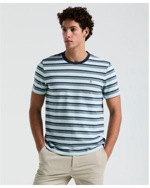 Original Penguin Jacquard Stripe T-shirt In Blue Tint