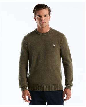 Original Penguin Lambswool Crew Neck Jumper In Dusty Olive - Green