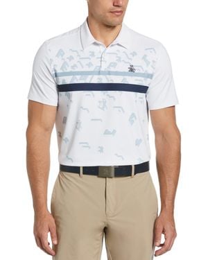 Original Penguin Got Game Engineered Stripe Printed Golf Polo Shirt In Bright White